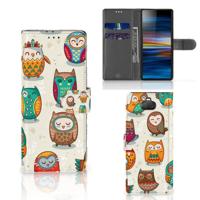 Sony Xperia 10 | Telefoonhoesje | Met pasjeshouder | Vrolijke Uilen