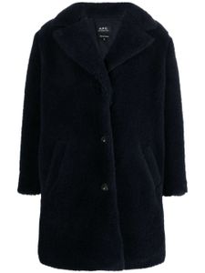 A.P.C. manteau boutonné Nicolette à fini brossé - Bleu