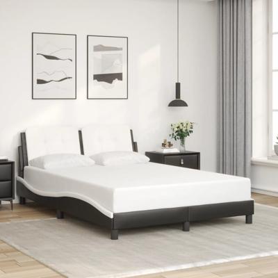 Bedframe met hoofdbord kunstleer zwart en wit 120x200 cm