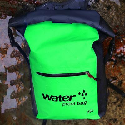 Outdoor vouwen dubbele schoudertas droge zak PVC waterdichte rugzak capaciteit: 25L (groen)