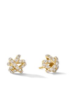 David Yurman puces d'oreilles Crossover en or 18ct serties de diamants