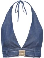 Miu Miu haut en jean à coupe crop - Bleu - thumbnail