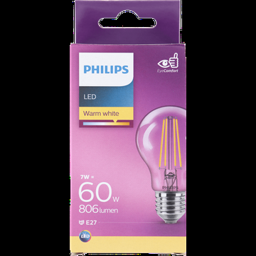 Philips LED Lamp Transparant 60 W E27 warmwit licht bij Jumbo