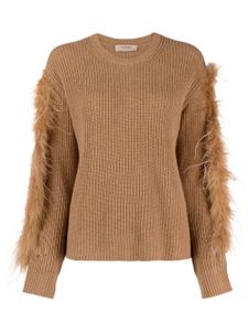 TWINSET pull à détails de plumes - Marron