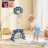 3 in 1 Kinderbasketbalring met Basketbal & Voetbal & Golfspel Basketbalstandaard Blauw 3 in 1 Kinderbasketbalring met Basketbal & Voetbal & Golfspel Basketbalstandaard Blauw