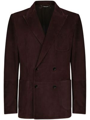 Dolce & Gabbana blazer en daim à boutonnière croisée - Marron