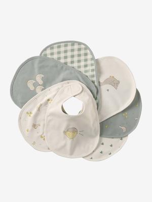 Set van 7 babyslabbetjes groen, geruit