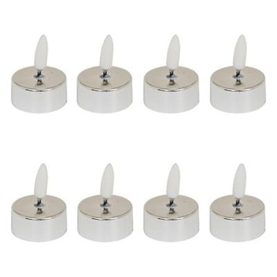LED theelichtjes - 8x st - zilver - glans - 5,5 cm - waxinelichtjes?- led kaarsen