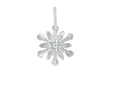 Kersthanger sneeuwvlok kunststof 11 cm wit