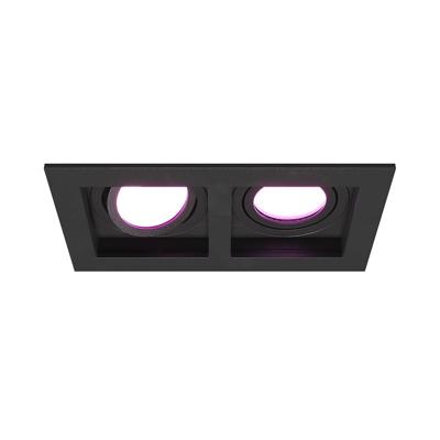 Fresno Dubbele Inbouwspot - Rechthoek - 2x GU10 - RGBWW 16,5 miljoen kleuren - 11 Watt 690 lumen - Kantelbaar - IP20 stofdicht - Zwart