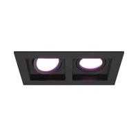 Fresno Dubbele Inbouwspot - Rechthoek - 2x GU10 - RGBWW 16,5 miljoen kleuren - 11 Watt 690 lumen - Kantelbaar - IP20 stofdicht - Zwart