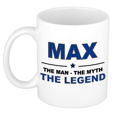 Max cadeau mok - man myth legend - naam koffiemok / beker - wit en blauw - 300 ml Max cadeau mok - man myth legend - naam koffiemok / beker - wit en blauw - 300 ml