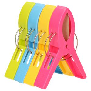 Handdoekknijpers XL size - 4x -  kleurenmix - kunststof - 12 cm - wasknijpers   -