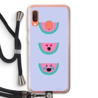 Smiley watermeloen: Samsung Galaxy A20e Transparant Hoesje met koord