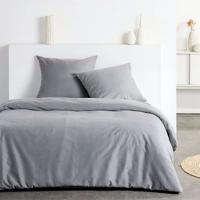 Beddenset - TODAY - Essential - 2 personen - 220 x 240 cm - Grijs crêpe-effect