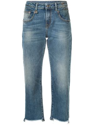 R13 jean droit à design crop - Bleu