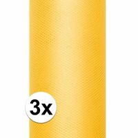 3x Rollen tule stof geel 15 cm breed - thumbnail