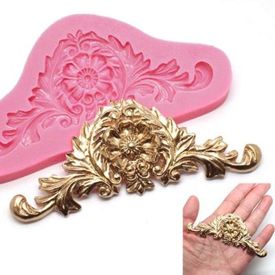 2 stuks Vintage reliëf fondant silicone mal rechterkant bloem wijnstokken van het bakken van de cake tool (roze)
