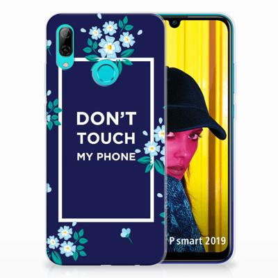 Huawei P Smart 2019 Silicone-hoesje Flowers Blue DTMP Huawei P Smart 2019 Silicone-hoesje Flowers Blue DTMP