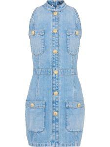 Balmain robe courte cintrée en jean - Bleu