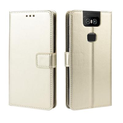 Retro Crazy Horse textuur horizontale Flip lederen case voor ASUS Zenfone 6 ZS630KL met houder & kaartsleuven & fotolijstjes (goud)