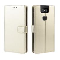 Retro Crazy Horse textuur horizontale Flip lederen case voor ASUS Zenfone 6 ZS630KL met houder & kaartsleuven & fotolijstjes (goud)