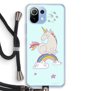 Regenboog eenhoorn: Xiaomi Mi 11 Lite Transparant Hoesje met koord