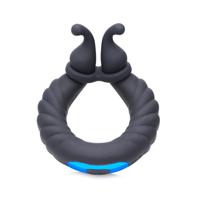10X Cobra Dual Stimulation Silicone Cock Ring - Black - thumbnail