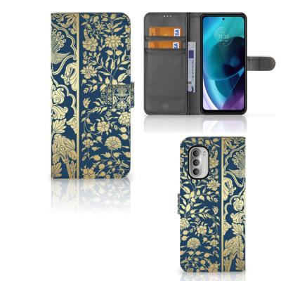 Motorola Moto G51 5G Hoesje Beige Flowers | Portemonnee hoesje