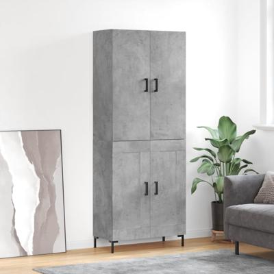 Hoge kast 69,5x34x180 cm bewerkt hout betongrijs