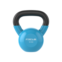 Kettlebell - Focus Fitness Vinyl - 16 kg - Blauw