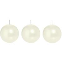 Trend Candles Bolkaars glad - 3x - parelmoer - 8 cm - 25 branduren - ronde kaarsen