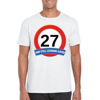 Verkeersbord 27 jaar t-shirt wit heren