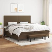 Boxspring met matras stof donkerbruin 200x200 cm
