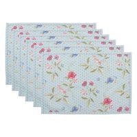 HAES DECO - Set van 6 Placemats - 48x33 cm - 100% Katoen - Bloom Like Wild Flowers