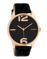 OOZOO Timepieces Horloge Black Croco | C10376 - thumbnail