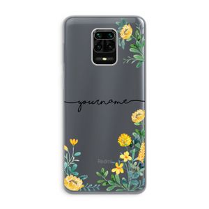 Gele bloemen: Xiaomi Redmi Note 9 Pro Transparant Hoesje