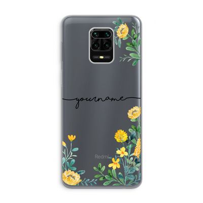 Gele bloemen: Xiaomi Redmi Note 9 Pro Transparant Hoesje