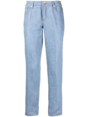 Brunello Cucinelli jean droit à taille haute - Bleu