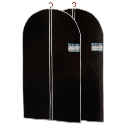 Set van 2x stuks zwarte kledinghoezen 60 x150 cm