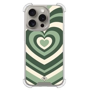 iPhone 15 Pro shockproof hoesje - Groen hart swirl
