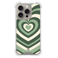 iPhone 15 Pro shockproof hoesje - Groen hart swirl