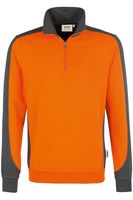 HAKRO 476 Comfort Fit Half-Zip Sweater oranje/antraciet, Tweekleurig