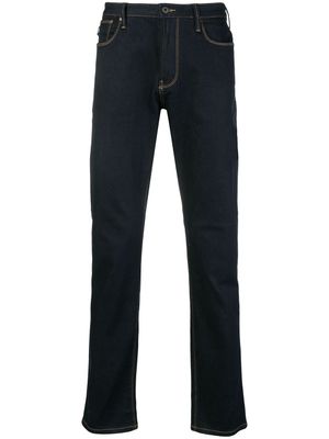 Emporio Armani jean droit à surpiqûres contrastantes - Bleu