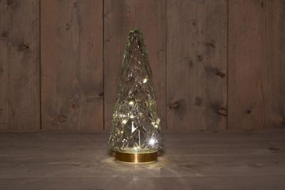 B.O.T. Tree Glass 13X28,5 cm Clear With Golden Base 10Led - Annas collection