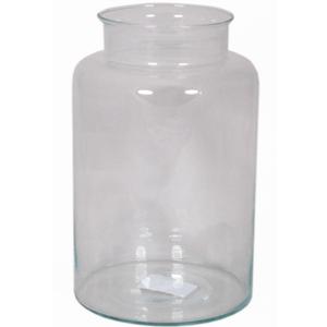 Vaas melkbus - smalle hals - glas - transparant - 19 x 30 cm - Bloemenvazen