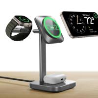 Qi2 3-in-1 Watch Wireless Charging Set (HaloLock) - Grey - US PLUG - thumbnail