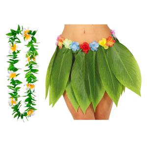 Hawaii verkleed hoela rokje en bloemenkrans - volwassenen - groen - tropisch themafeest - hoela