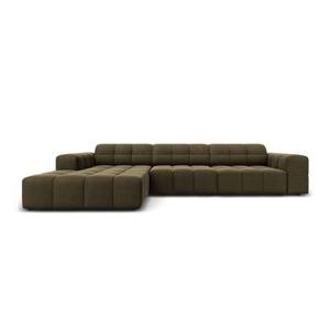 Cosmopolitan Design Chicago Hoekbank met Chaise Longue Links - Velvet - Olijfgroen