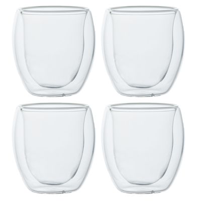Set van 4x dubbelwandige espresso/koffieglaasjes 80 ml